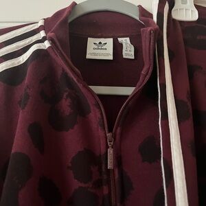 Adidas red and black sweatshirt and leggings